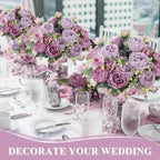 8 Bundles Artificial Peonies Flowers Boho Faux Flowers Arrangements Artificial Centerpiece Spring Bouquet Floral Wedding Decoration for Vase(Purple)