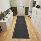 Ottomanson 2'7" x 30' Ultra-Thin Hallway Runner Rug - Durable Non-Slip Carpet for High-Traffic Areas - Fits Under Doors for Seamless Entry - Ideal for Kitchen, Entryway, Bedroom & Living Room, Black