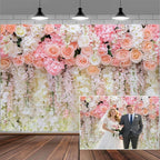 20x10ft Pink Rose Flower Wedding Photography Backdrop Spring Floral Photography Backdrop Valentine's Day Mother's Day Girl Birthday Baby Shower Wedding Bridal Party Banner Photo Booth Props Background