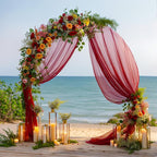1 Panels Wedding Arch Draping Fabric Burgundy Sheer Backdrop Curtain Arch Drape for Wedding Ceremony Reception,Bridal Shower Party Decorations 28" X 19ft