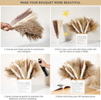 135Pcs Dried Pampas Grass Decor, Boho Home Decor, Mini Bunny Tails Dried Flowers, Fluffy Pompous Grass Bouquet Bulk for Wedding, Table, Rustic Party, Baby Shower Decorations