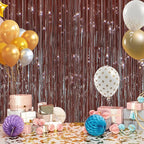 2PCS Coffee Foil Fringe Backdrop Curtains, Brown Tinsel Streamers Birthday Party Decorations, Fringe Backdrop for Graduation, Baby Shower, Gender Reveal, Disco Party Bachelorette Xmas Party Decors