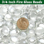 20 Pounds Firepit Glass, 3/4 Inch Glass Beads, Rocks for Fire Pit Table, Fireplace and Fire Bowl, Crystal Luster Firepit Rocks