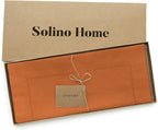 Solino Home Cotton Linen Table Runner 60 Inches - Pumpkin Hemstitch Table Runner 14 x 60 Inch Ideal for Dresser and Coffee Tables - Fall, Autumn, Halloween, Thanksgiving, Holiday