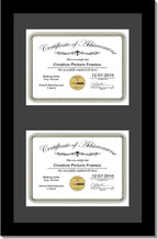 Creative Picture Frames 14X20Bk-B Black Vertical Double Diploma Frame With 2 Opening Black Matting | Holds 2-8X10-Inch Documents With Installed Wall Hanger