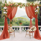 Arch Drapes for Wedding Arch Draping Fabric Terracotta Sheer Backdrop Curtain for Ceremony Bridal Party Decor 19Ft Length x 28" Width 2 Panel