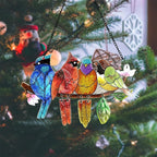 Stained Glass Window Hanging - Hummingbird on Branch Suncatcher Hand-Painted Double Side Stain Glass Cardinal Gifts Sun Catcher for Windows Doors Room Outdoor Home Decoration
