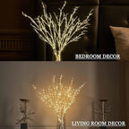 Hairui Lighted White Twig Branches Plug in with Dimmer and Timer 32IN 200 LED Fairy Lights, Lighted Willow Branches for Indoor Outdoor Home Room Christmas Decoration (Vase Excluded)