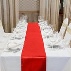 Aneco 16 Pack Christmas Satin Table Runner 12 x 108 Inch Xmas Red, Black Green Long Wedding Satin Silk Table Runner for Wedding Banquet Graduations Birthday Christmas Party Decoration