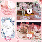 Boao 24 Pack Diamond Place Card Holders Acrylic Table Number Holder Card Stands Crystal Diamond Party Decorations Favor for Weddings Home Table(Pink)