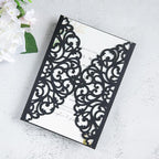 20Pcs Black Laser Cut Invitation Cards With Blank Inner Sheets for Wedding Cards Bridal Shower Engagement Quinceanera Invitation (No Envelopes)