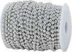 6mm Crafts Faux Pearl Beads Garland Pearl Bead Roll Strand of Pearls to Decorate Floral Centerpieces Wedding Party Favor Christmas Tree(82Feet Silver)