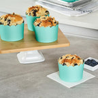 Panificio 10 Ounce Cupcake Wrappers, 200 Scalloped Baking Cups - Oven-Ready, Greaseproof, Turquoise Paper Cupcake Liners, Disposable, For Birthdays, Baby Showers, Or Weddings - Restaurantware