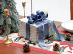 Dusty Blue Satin Wired Ribbon 1-1/2 Inch Double-Faced Sliver Glitter Christmas Ribbons for Wreath, Tree Decoration, Gift Wrapping, Home Decor 10 Yards