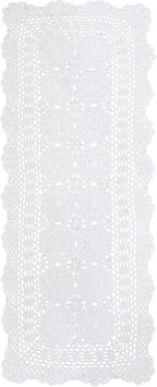 Phantomon Lace Table Runner Rectangular Table Cover Cloth Handmade Crochet Floral Placemats 100% Cotton (Floral White, 15x39Inch)