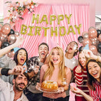10 x 7 Feet Peachy Backdrop Curtain for Partie, Background Curtains for Photoshoot, Birthday, Wedding, Halloween, Thanksgiving, Christmas, New Year Party Decorations 5Ft x 7Ft, 2 Panels