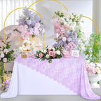 LuoluoHouse Sheer Lace Tablecloth Floral 6pcs Table Fabric 60x120 Inch for Rustic Party Wedding Decoration Rectangle Overlay Long Embroidered Reception Table Cloth Decor