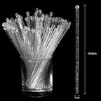 100 Pieces Disposible Plastic Round Top Crystal Swizzle Sticks (Silver)