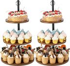 2 Packs Wooden Cupcake Stand, 3 Tier Large Cupcake Tower Stand 50 Cupcakes, Dessert Stand Cupcake Display Stand Cupcake Tower for Party, Wedding, Birthday, Farmhouse Decor