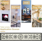 Ancient Abstract Pattern Table Runner, Tree of Life Eagle Dragon Boat Rudder Black and White Table Runner for Party Kitchen Dinner Cafe Bedroom Living Room Outdoor 13x70 Inch