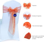 MDS Pack of 125 PCS Organza Chair Sashes Wider Dining Chair Bows Ribbon Tie Back for Wedding Party Birthday Bridal Shower Reception Event Banquet Home Chair Cover Decoration - Brunt Orange