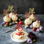 24 PCS Fall in Love Cupcake Toppers Glitter Fall Theme Bridal Shower Cupcake Picks for Autumn Wedding Engagement Anniversary Birthday Party Cake Decorations Supplies Colorful