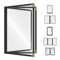Goodsmart Restaurant Menu Covers - 25 Pack Black 8.5" x 11", 3-Page/6-View, Side-Loading Vinyl Menu Holders, Clear Sleeves, Double-Stitched Edge, Leather-Style Café Covers with Gold Corners