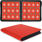SMYV 12 Pocket Trading Card Binder, Premium PU Cover Card Binder for 720 Cards, Ringless Side Loading Card Collection Album Folders for MTG, TCG, Game Cards & Sports Cards (Red)