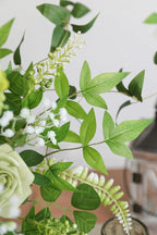 Serra Flora Artificial Greenery Stems Box Set,(Pack of 37pcs) with 8 Kinds of Faux Pink Green Filler for DIY Bridal Bouquets Wedding Floral Arrangement Table Centerpieces