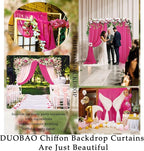 DUOBAO Hot Pink Chiffon Backdrop Curtain 2 Panels 29 Inch (74cm Wide) by 120 Inches (300cm Long) Wedding Chiffon Backdrop Drapes Beach Curtains for Living Room Voile Window Curtain
