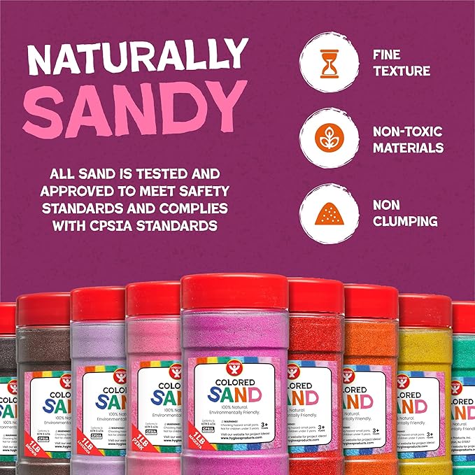 Hygloss Colored Sand for Crafts - 15 lb Bottle, Pastel Rainbow - Vibrant Colorful Fine Sensory Play Sand Art Kits for Kids - Classroom Activities for Children 3 4 5 6 7 8 9 10 11 12 - Safe for Ages 3+