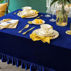 Velvet Tablecloth Luxurious Solid Rectangle Table Cloth,Oblong Retro Farmhouse Ruffle Tablecloths Washable Table Cover for Party Wedding Baby Shower Kitchen Dinning Tabletop Decoration