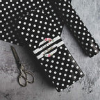 WRAPAHOLIC Reversible Wrapping Paper - Mini Roll - 17 Inch X 33 Feet - Black and Polka Dot Design for Birthday, Holiday, Wedding, Baby Shower