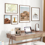 12x16 Frame USA-Sourced Natural Walnut Wood Solid Wood Photo Frame Handcrafted Rounded Corner with Mat to 8.5x11 Picture Frame Display with Real Glass Family Picture, Wedding Photo, Certificate