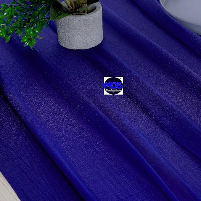 MDS Halloween Chiffon Table Runner - 1 Pack, 29 x 170 Inches, 14ft Each - Sheer Spooky Table Runners for Haunted House Parties, Trick-or-Treat Tables, Witchy Décor, Wedding & Events - Royal Blue