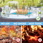 Fire Glass, Caribbean Blue Fire Rocks for Propane Firepit, Fireplace and Outdoor Decorative. 3/4 High Luster Round Glass Rocks, 10LB