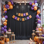 50×14ft Wrinkle Free Black Backdrop Curtain for Parties Wedding,10 Panels 5×14ft Height Soft Silky Polyester Photo Backdrop Drapes for Birthday Graduation Photography Stage Event Background Cloth