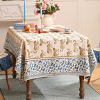 patdrea Designer Vintage Linen Long Table Cloth for Rectangle Table,Leopard Animal Pattern Soft Breathable Tablecloth,Decor Cover for Kitchen Dining,Christmas,Parties,Thanksgiving,63"x102"-from