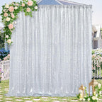 Silver Backdrop Curtains for Birthday - Glitter Party Photography Background 10ft x 10ft Wedding Christmas Home Decorations