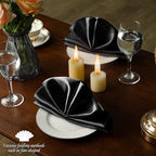 Manyshofu 50 Pieces Black Satin Napkins - 12x12 Inches Cloth Napkins, Square Satin Fabric Napkin Set - Elegant & Smooth Table Napkins for Wedding Dinner Party Lunch Banquet