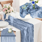 10-Pack Dusty BlueCheesecloth Table Runners – 10FT (35x120 Inch) Boho Rustic Gauze Fabric Cheese Cloth Table Runner for Weddings, Baby Showers, Bridal Shower, Farmhouse & Birthday Party Decor