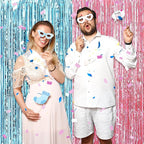 6 Pack Pink Blue Foil Fringe Curtain Backdrop, 3.28Ft x 8.2Ft Metallic Tinsel Foil Fringe Streamer Curtains for Photo Booth,Birthday, Christmas Day, New Year, Wedding Party Decorations