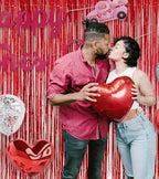 Foil Fringe Curtain 4th of July Decorations - Red Blue Metallic Tinsel Photo Booth Backdrop Party Steamers Curtains for Birthdays Christmas New Years Valentines Bachelorette Parties