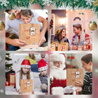 LYLIN 12Pcs Kraft Christmas Gift Bags with Handles, Small Xmas Treat Bags Reusable Gift Bags for Wrapping Gifts, Party Favors and Holiday Decor