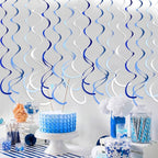 36 Pcs Blue Hanging Swirl Decorations Ombre Royal Blue White Felt Swirl Streamer Spiral Ceiling Garland for Birthday Wedding Baby Shower Graduation Under The Sea Nautical Ahoy Achor Party Supplies