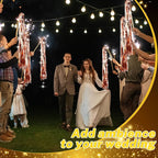 50 Pcs Wedding Fairy Wands with Bells Foil Tinsel Ribbon Stick Wands Tinsel Party Streamers with Bell Glittery Bridal Wedding Send Off Ideas Holiday Celebration (Rose Gold)