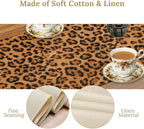 Leopard Print Table Runner Wildlife Vintage Cheetah Fur Spot Animal Skin Spots Pattern Table Cloth for Garden Farmhouse Wedding Party Vacation Dinner Home Decoration, 13x36 Inch