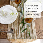 Gauze Table Runner Bulk Cheesecloth Table Runner Set of 2 Pieces 141 inches Long Each for Bohemian Wedding Wedding Decorations, Beige Cheese Cloth Gauze Fabric