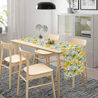 Lemon Table Runner,Watercolor Fruit Green Leaves Spring Summer Table Cloth Kitchen Dining Table Home Party Decoration 13x90 Inch