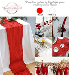 Red Table Runner Cheesecloth 142'' Rustic Gauze Wedding Runner, Christmas Cheese Cloth Tablecloth, Gauze Cheesecloth Wedding Shower Decorations Rustic Theme Tablecloth